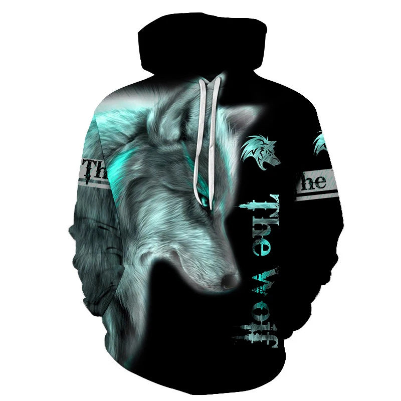 Unisex Hoodie with Creative Wolf Design Mune Fashion