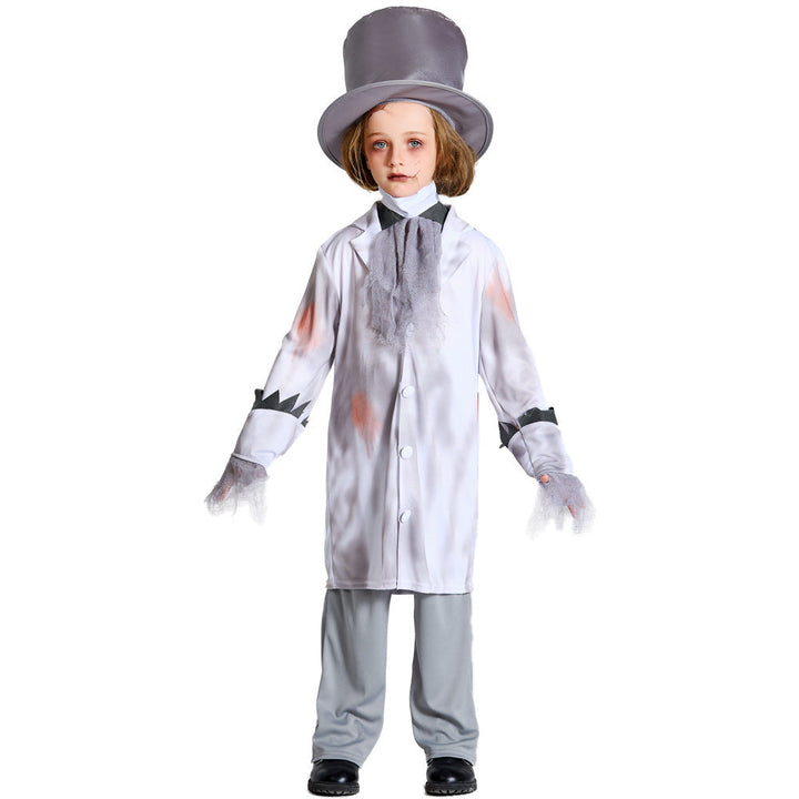 Men's Creepy Ghost Costume with Stylish Hat and Torn Details Mune Fashion