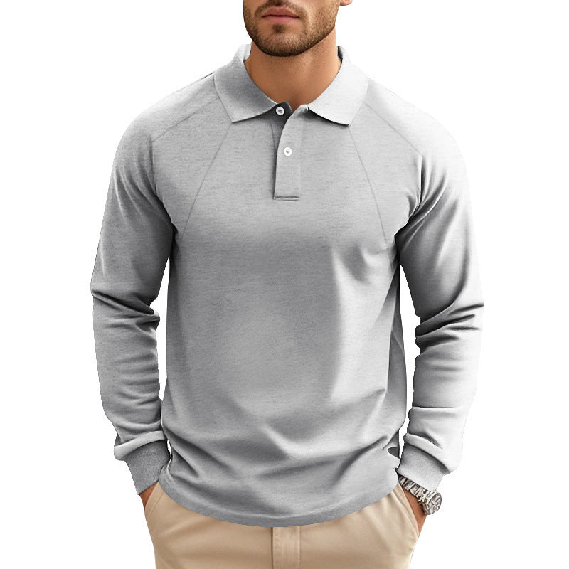 Men's long sleeve polo shirt with raglan sleeves, comfort stretch and ribbed cuffs Mune Fashion