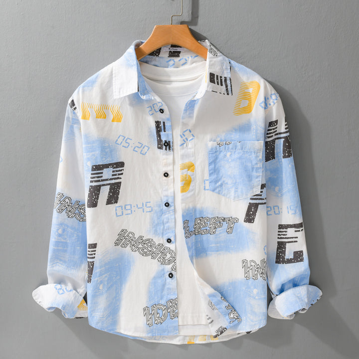 Men's Graphic Print Overshirt in Relaxed Fit with Chest Pockets Mune Fashion