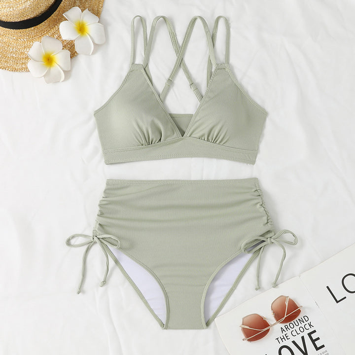 Women's bikini set with adjustable cross straps and high-cut briefs Mune Fashion