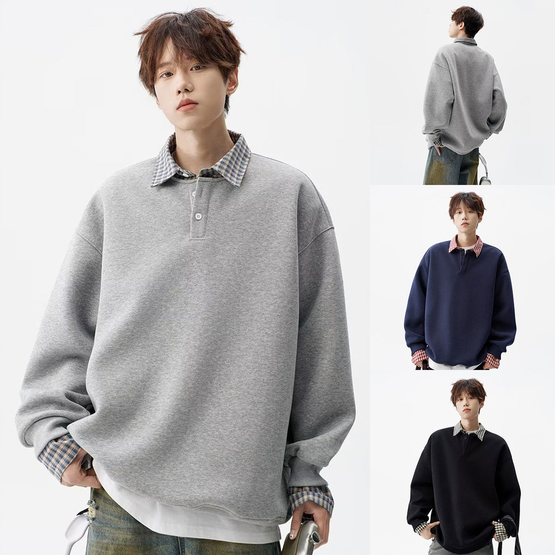 Men's Oversized Sweatshirt with Collar Mune Fashion
