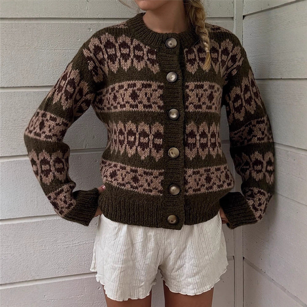 Women’s Norwegian pattern cardigan with button placket and ribbed hem Mune Fashion