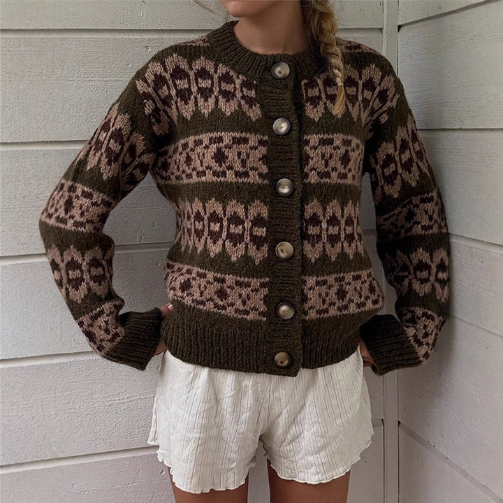Women’s Norwegian pattern cardigan with button placket and ribbed hem Mune Fashion