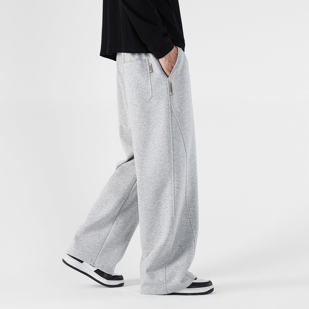 Men's Wide Relaxed Leisure Pants with Drawstring & Distinctive Seams Mune Fashion