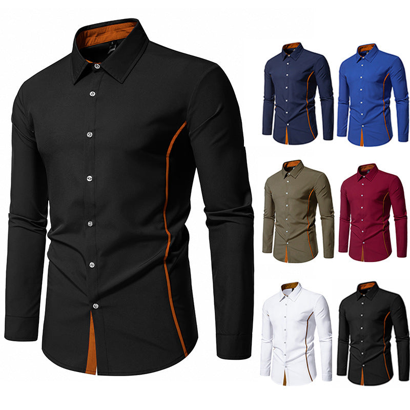 Men's tailored business shirt with contrast inner strip and convertible cuffs Mune Fashion