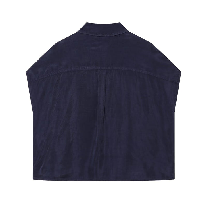 Women Oversize Sleeveless Shirt Blouse in Linen Look with Full Button Placket Drune