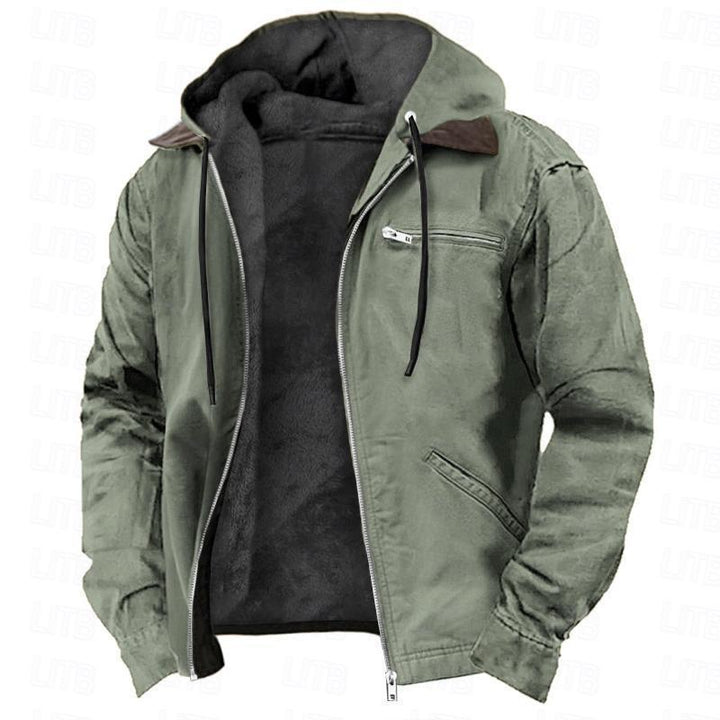 Men's Insulated Field Jacket with Hood and Sherpa Lining Mune Fashion