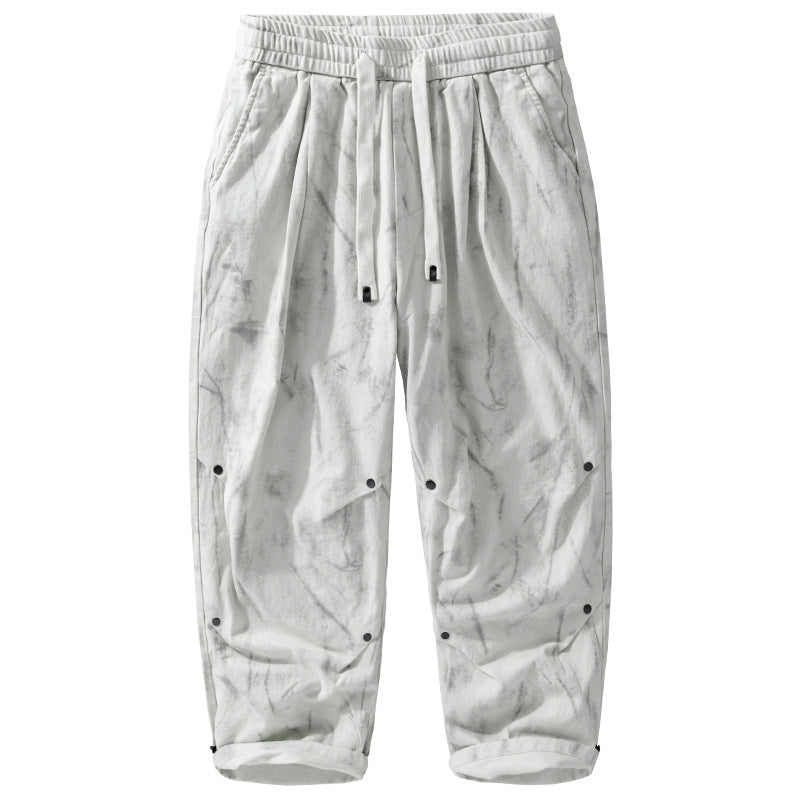 Men's Loose Fit Tie-Dye Cargo Pants made of Cotton Blend with Drawstring Mune Fashion