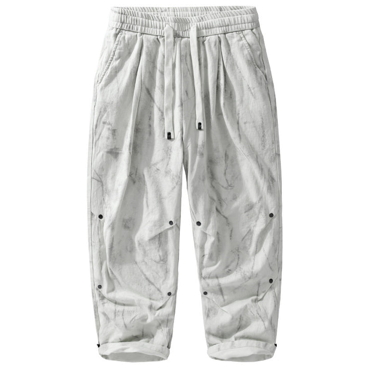 Men's Loose Fit Tie-Dye Cargo Pants made of Cotton Blend with Drawstring Mune Fashion