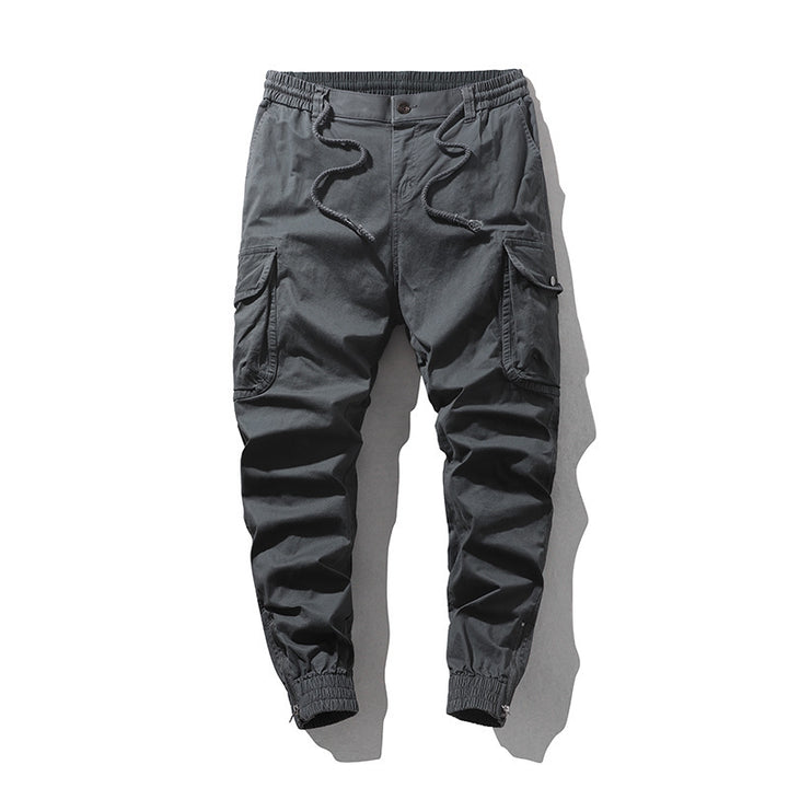 Men's Cargo Jogger Pants with Elastic Hem, Multifunctional Cargo Pockets, and Durable Canvas Mune Fashion
