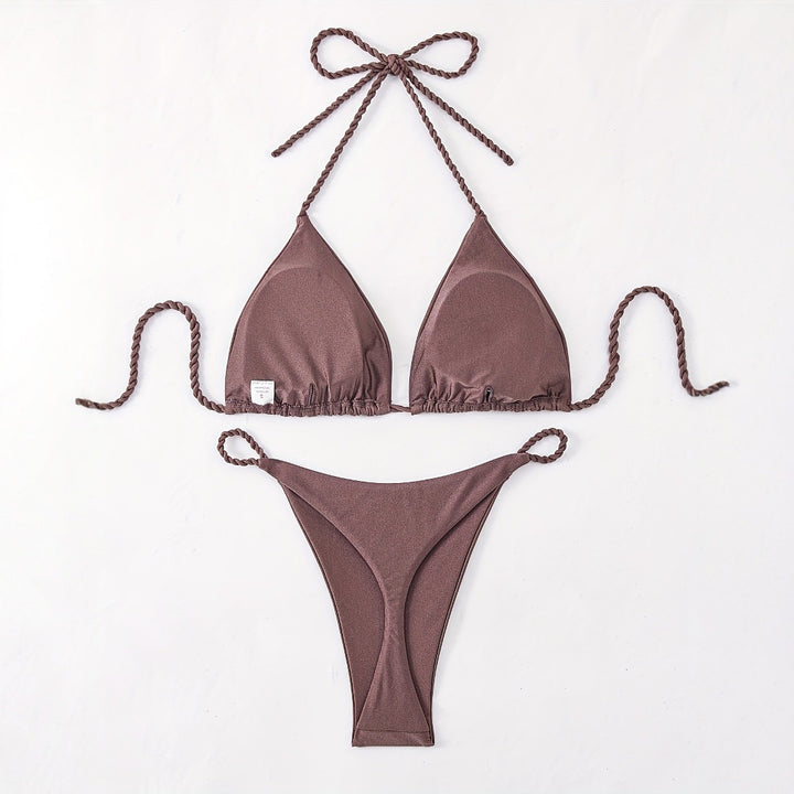 Women Triangle Bikini with Braided Straps Mune Fashion