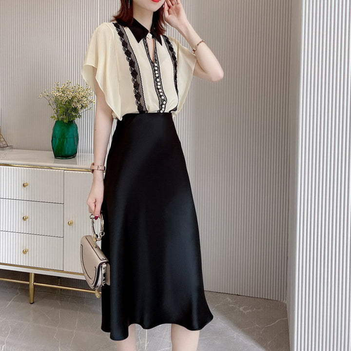 Women's satin satin midi skirt in bias-cut with high waist fit Mune Fashion