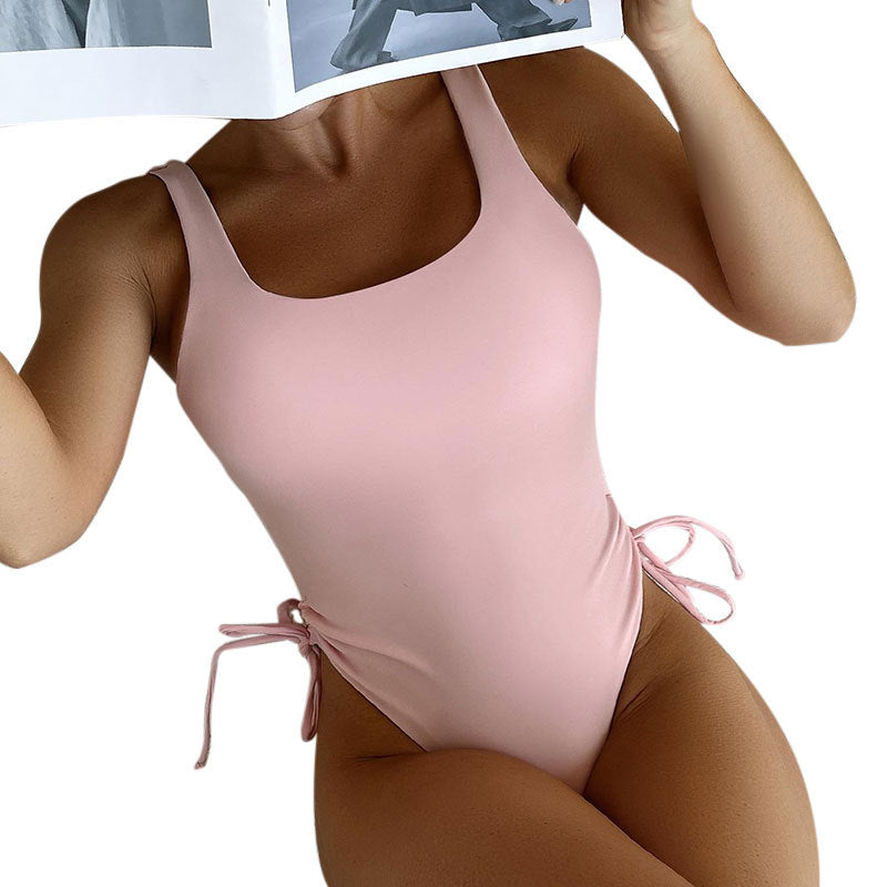 Women High-Cut Swimsuit with Side Lace-Up Details Mune Fashion