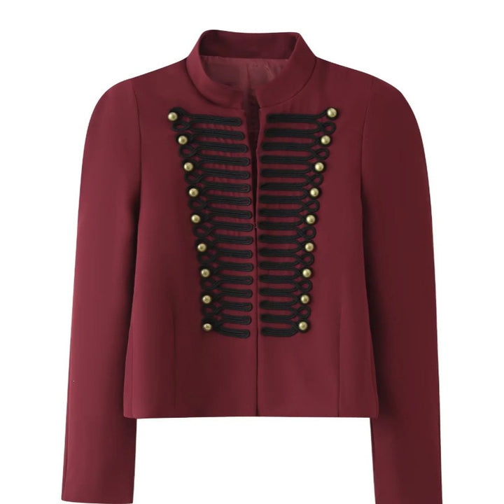 Ladies short jacket in hussar-inspired design with stand-up collar and decorative cords Mune Fashion