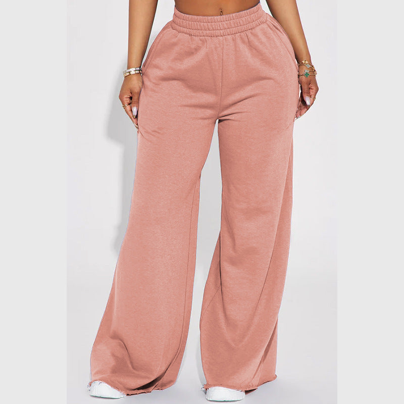 Women wide High-Waist lounge pants with elastic waistband and practical side pockets Mune Fashion