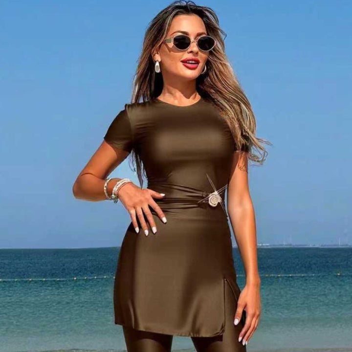 Women Stylish Sport Suit with Shorts and Wrap Look Mune Fashion