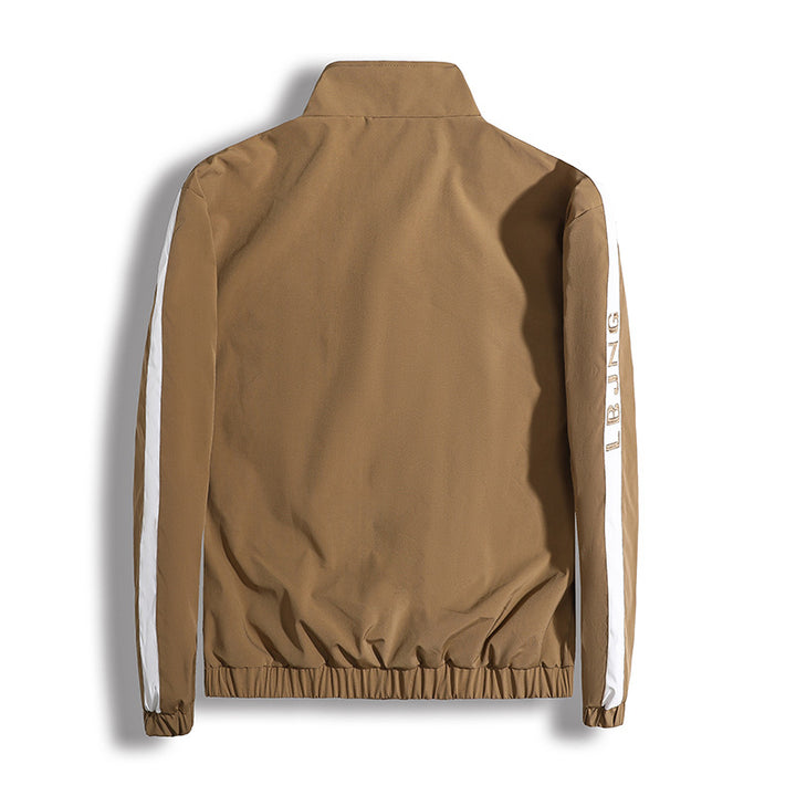 Men's sporty transitional jacket with high collar and modern geometric accents Mune Fashion