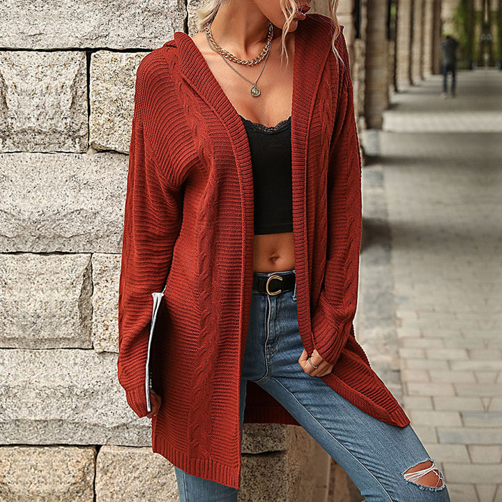 Women's Long Cardigan in Fine Knit with Cable Pattern and Casual Longline Fit Mune Fashion