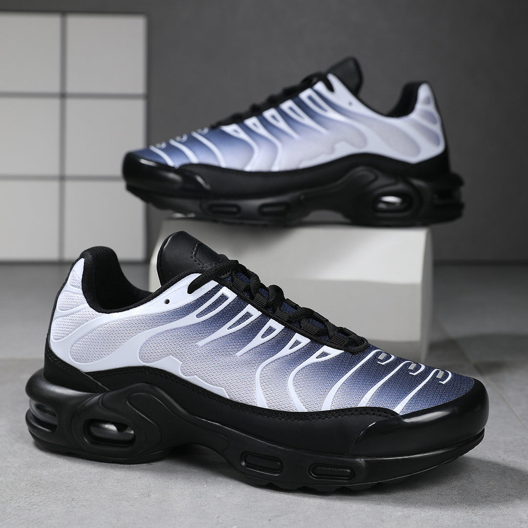 Men's Cushioned Sports Sneakers with Visible Air Chamber and Breathable Gradient Knit Mune Fashion