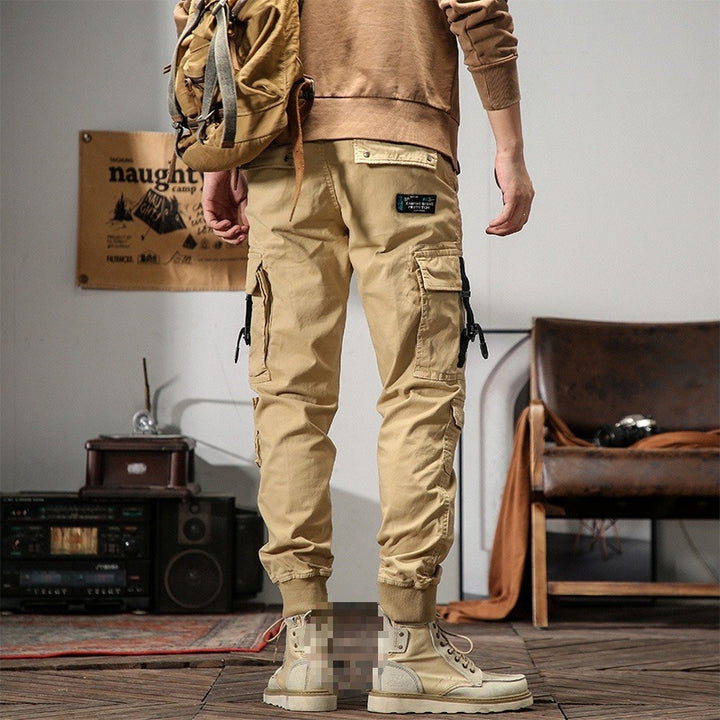 Men's Cargo Jogging Pants with Multifunctional Pockets, Adjustable Straps & Ribbed Cuffs Mune Fashion