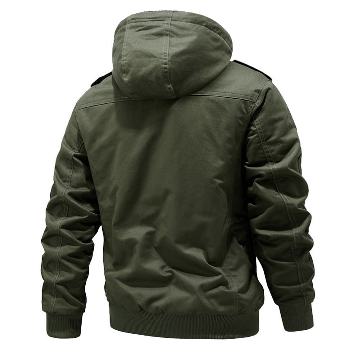 Men's canvas field jacket with hood, Sherpa lining, and multifunctional pockets Mune Fashion
