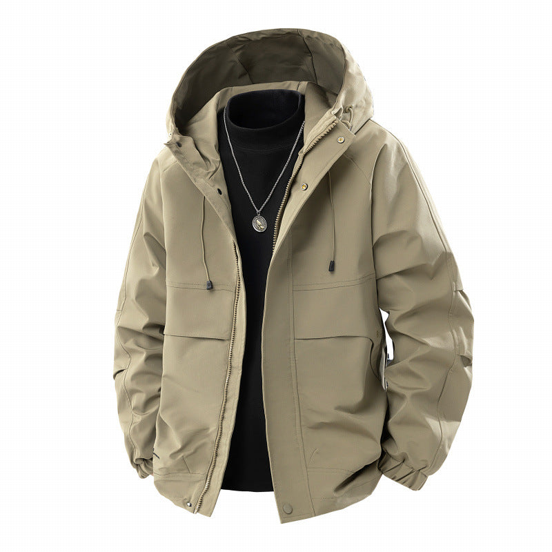 Men's Minimalist Tech Softshell Parka with Hood, Concealed Zipper and Cargo Chest Pockets Mune Fashion