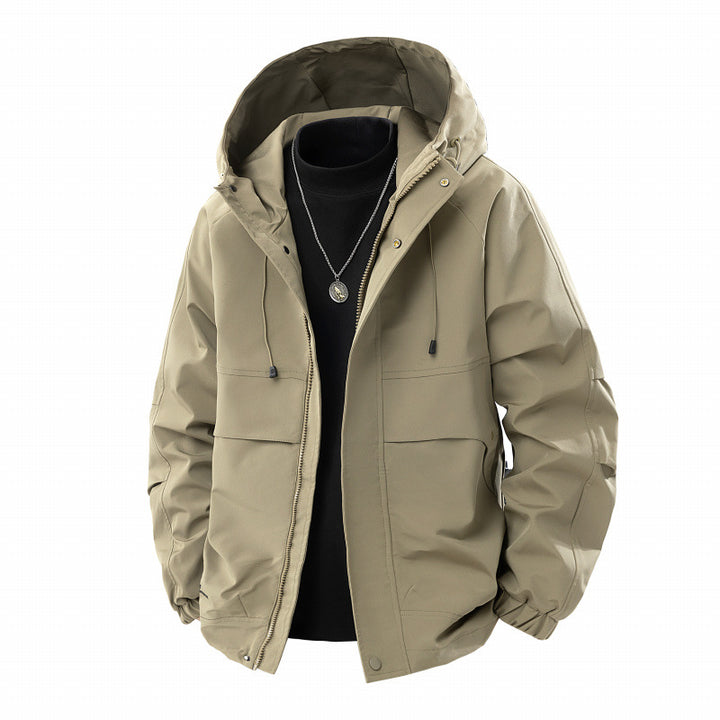 Men's Minimalist Tech Softshell Parka with Hood, Concealed Zipper and Cargo Chest Pockets Mune Fashion