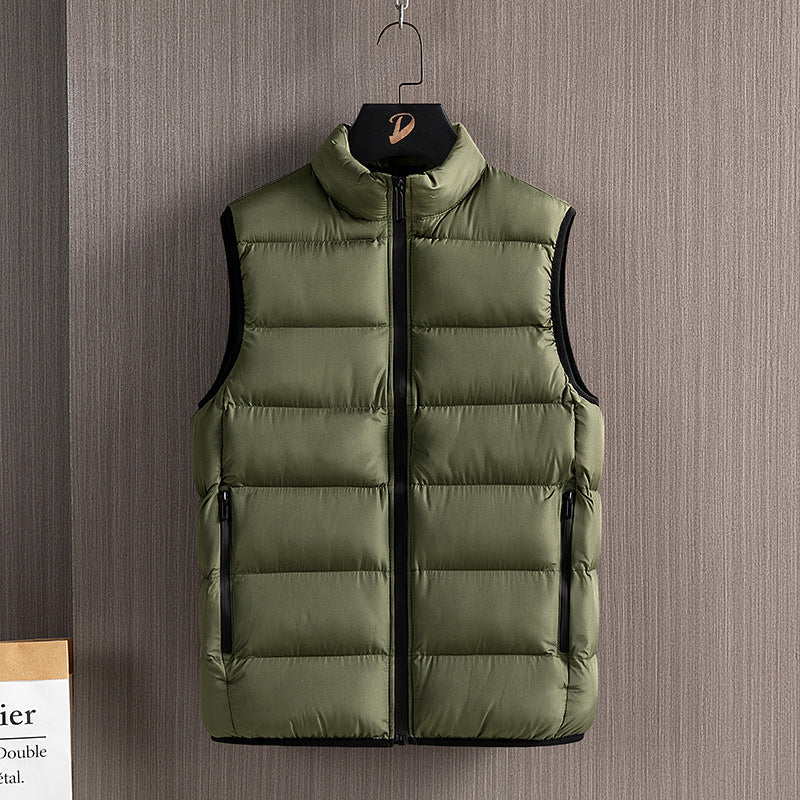 Men's Lightweight Down-Alternative Quilted Vest with Windproof Outer Shell, Stand Collar and Water-Repellent Zippers Mune Fashion