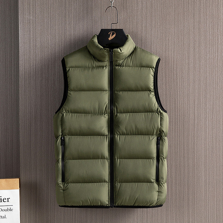 Men's Lightweight Down-Alternative Quilted Vest with Windproof Outer Shell, Stand Collar and Water-Repellent Zippers Mune Fashion
