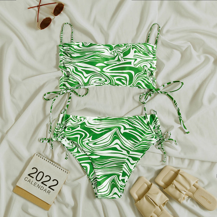 Women's Two-Piece Swimsuit with Adjustable Ruffle Details Mune Fashion
