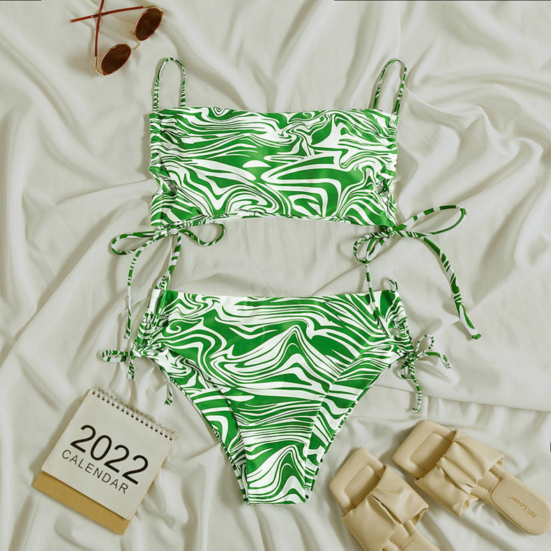Women's Two-Piece Swimsuit with Adjustable Ruffle Details Mune Fashion