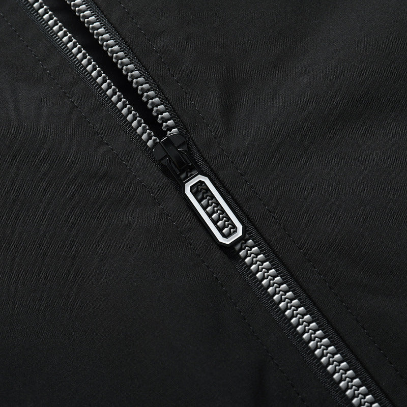 Men's Lightweight Windbreaker Blouson with Stand Collar, Zipper Pockets and Striped Ribbed Cuffs Mune Fashion