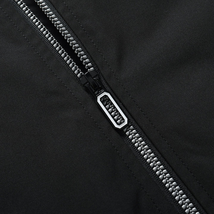 Men's Lightweight Windbreaker Blouson with Stand Collar, Zipper Pockets and Striped Ribbed Cuffs Mune Fashion