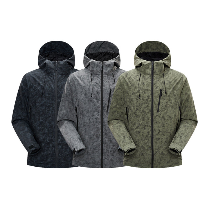 Men's Waterproof Breathable Outdoor Softshell Jacket with Taped Seams and Hood Drune
