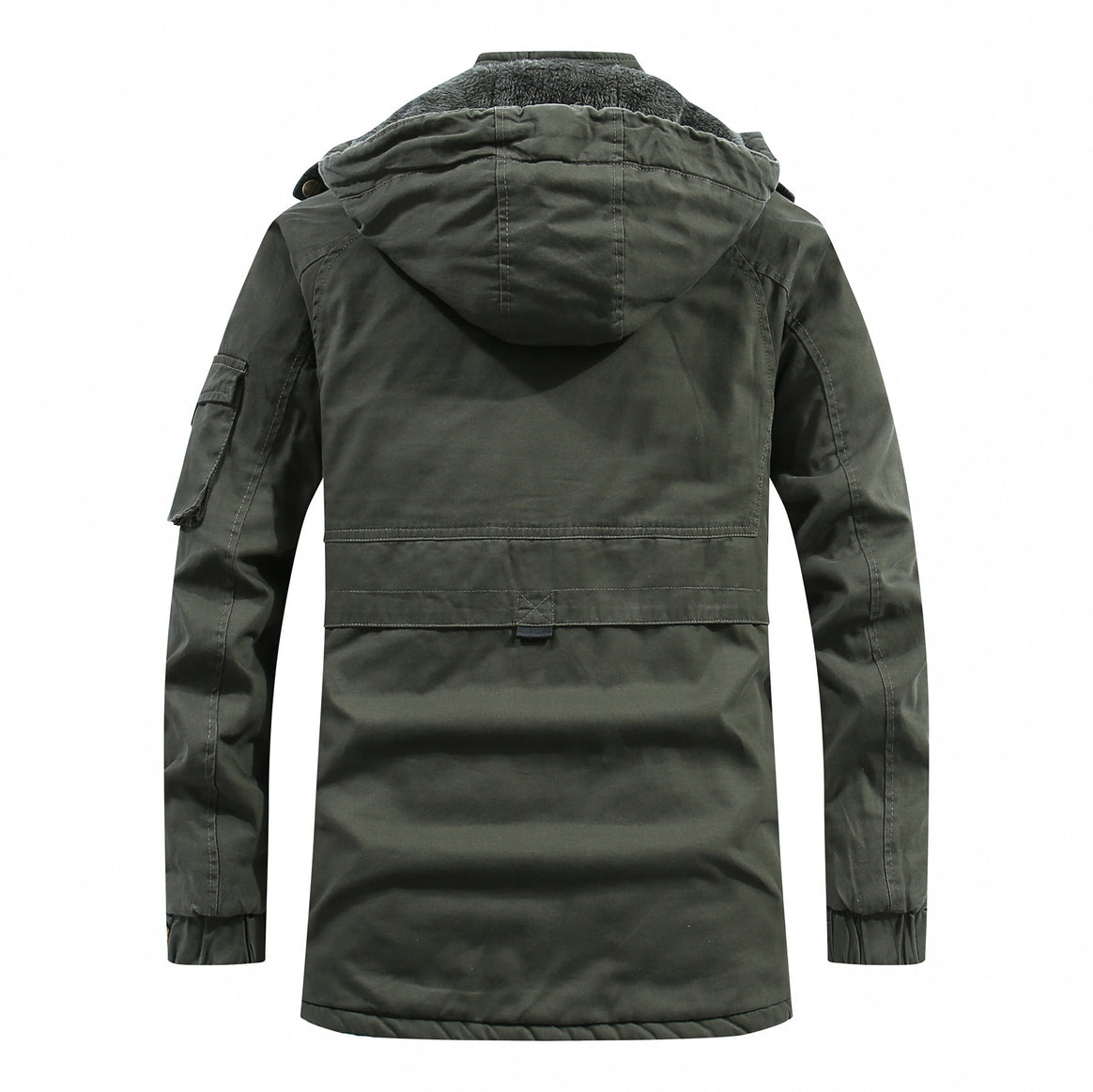 Men's longer parka with teddy lining, detachable hood, and utility details Mune Fashion
