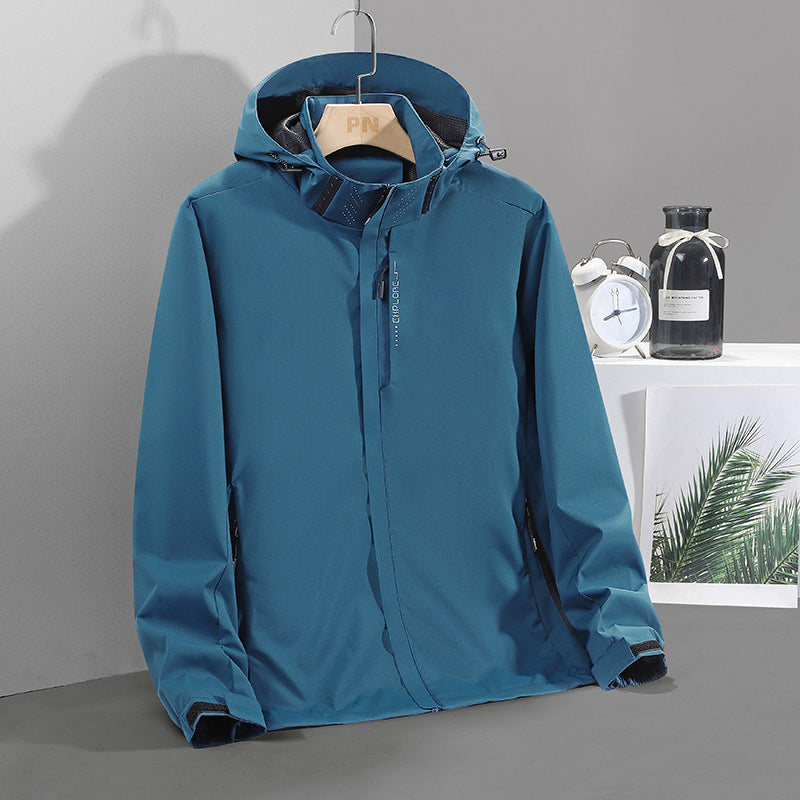 Men's Lightweight Softshell Hooded Jacket with Concealed Zipper and Windproof Membrane Mune Fashion