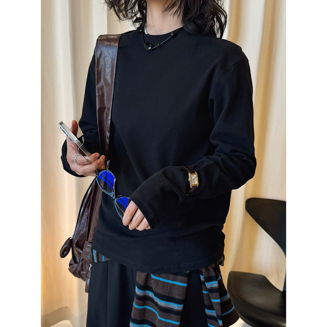 Women's Casual Boxy Sweatshirt made of heavy cotton jersey with clean round neck Mune Fashion