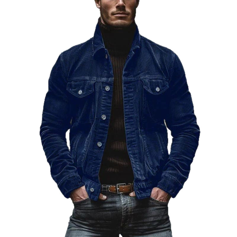 Men's fine cord trucker jacket with chest flap pockets and tailored silhouette Mune Fashion