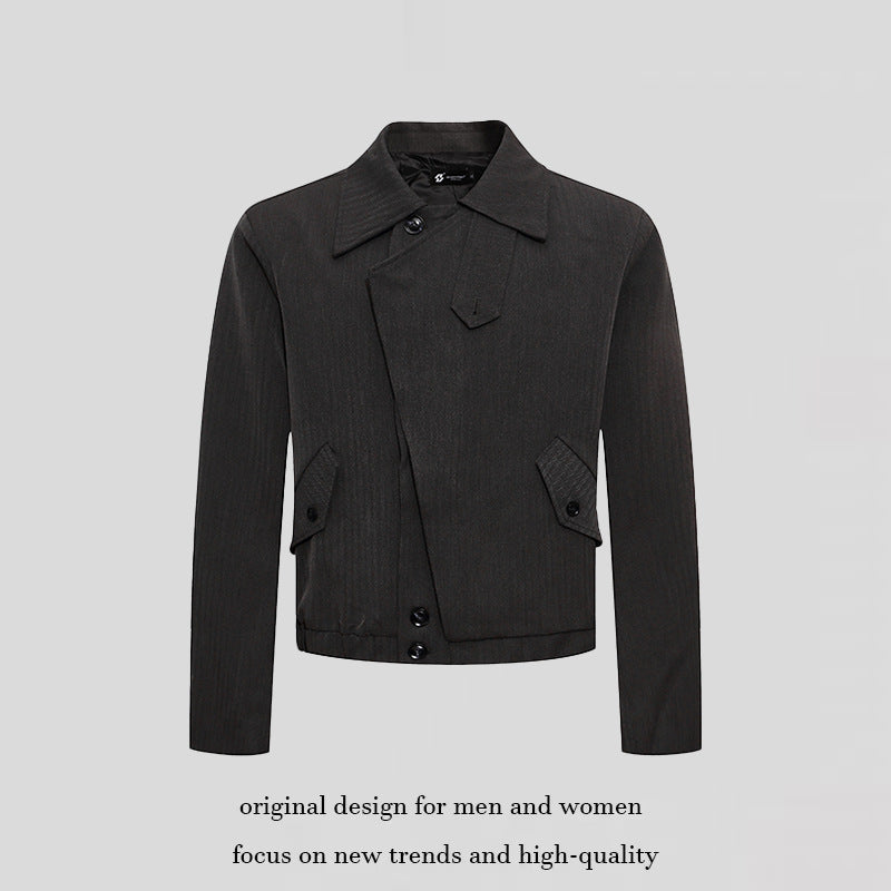 Men's short asymmetric twill blouson with concealed button placket Mune Fashion