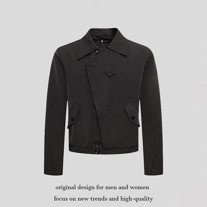 Men's short asymmetric twill blouson with concealed button placket Mune Fashion