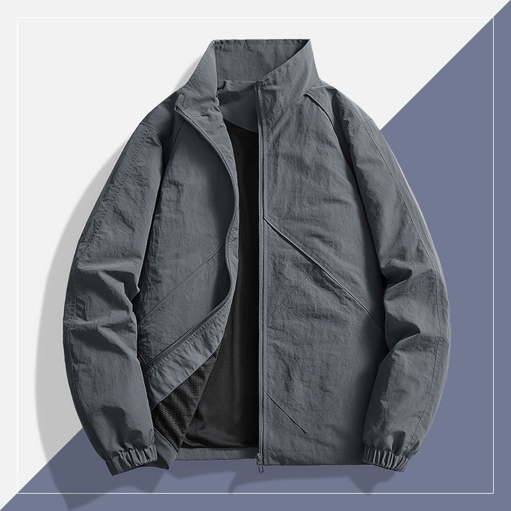 Men's Lightweight Technical Windbreaker with Mesh Lining, Stand Collar and Elastic Cuffs Mune Fashion