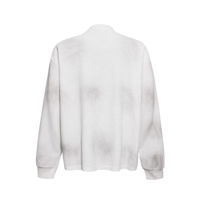 Women’s Oversized Sweatshirt with Waffle Texture, Round Neck and Ruins Sketch Print Mune Fashion