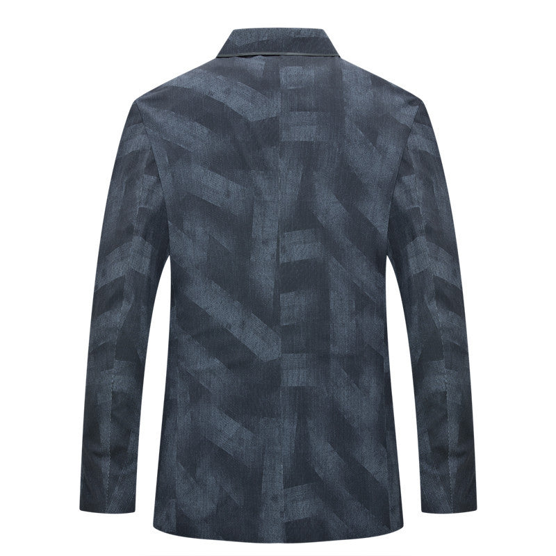 Men's Slim-Fit Single-Breasted Blazer with Subtle Jacquard Logo Allover and Unlined Construction Mune Fashion