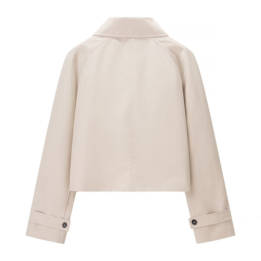 Women's short trench-style jacket with boxy silhouette and raglan sleeves Mune Fashion