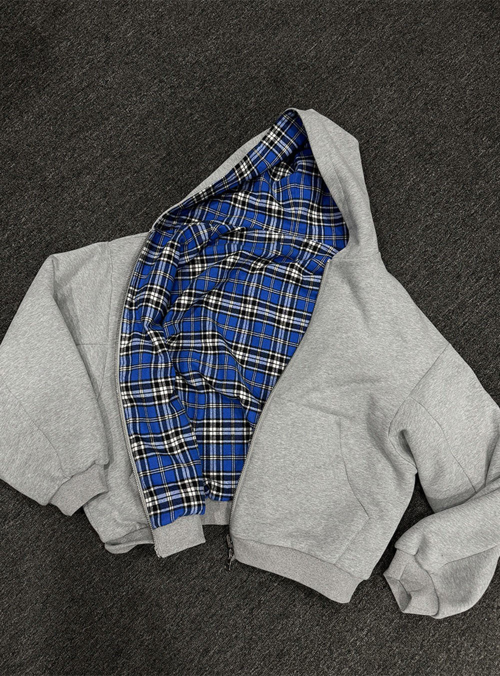 Men's Padded Hoodie with Checked Lining and Full-Length Zipper Mune Fashion