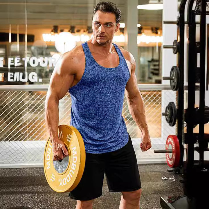 Men's breathable muscle shirt with open back cut melange and quick-drying feature Mune Fashion