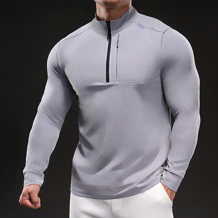 Men's Slim-Fit Thermal Long Sleeve with Stand-Up Collar and Chest Zip Mune Fashion