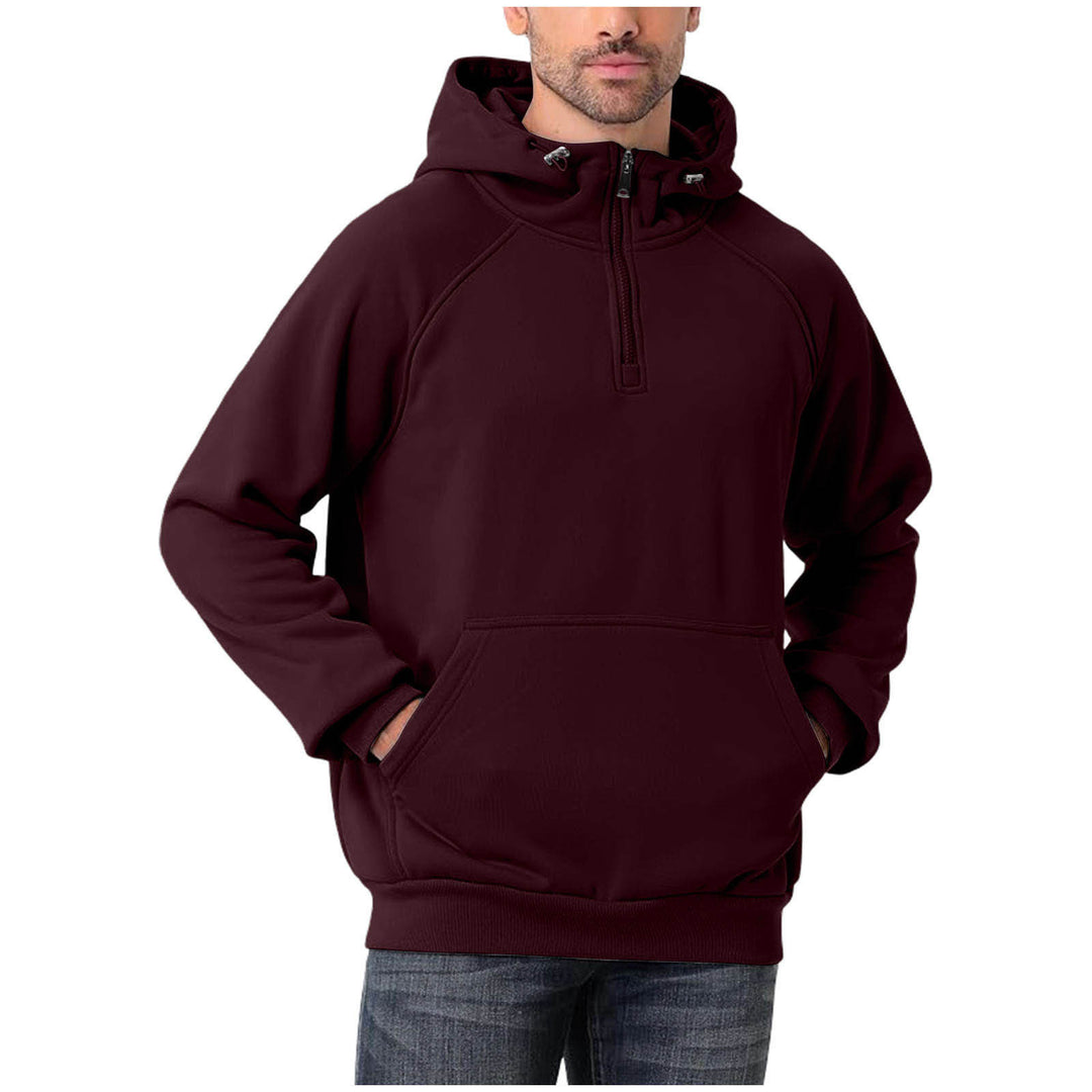 Men's half-zip hoodie with adjustable hood, kangaroo pocket, and raglan sleeves Mune Fashion