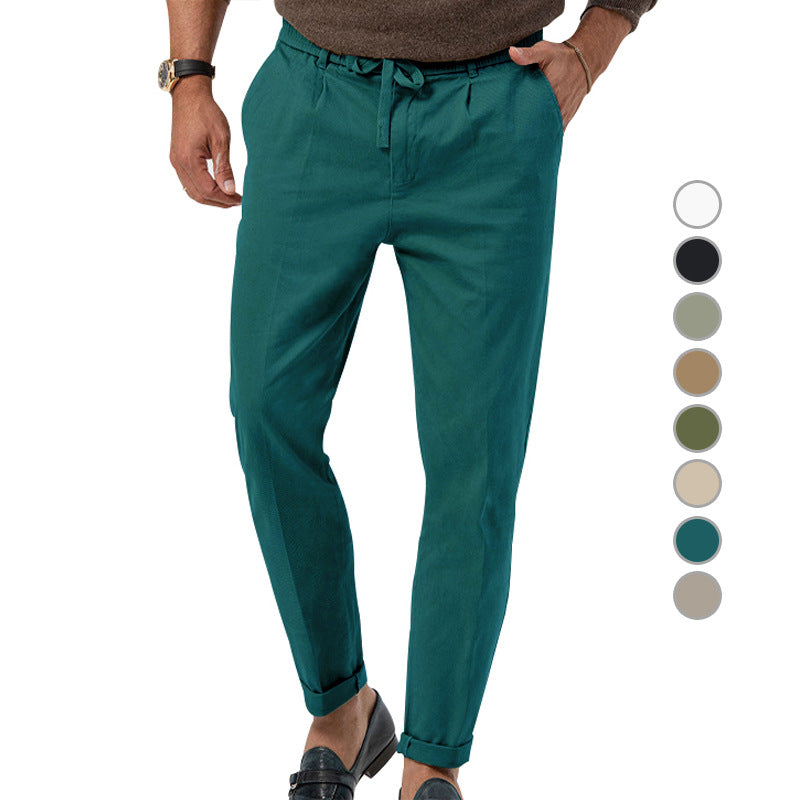 Men's lightweight linen pants with drawstring and slim fit Mune Fashion